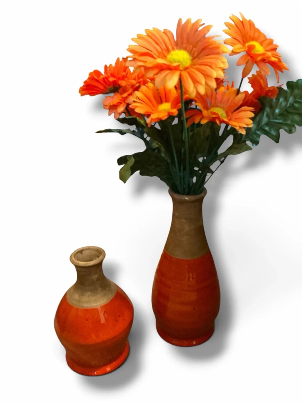 Bundle:P. Graham Dunn Wood Sign & T1I Collection Orange Ceramic Vases